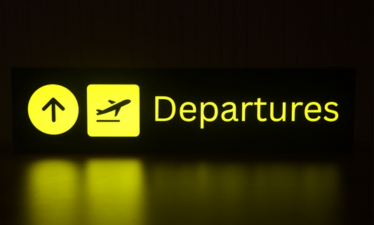 Departures Glow Sign Board