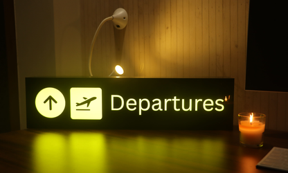 Departures Glow Sign Board
