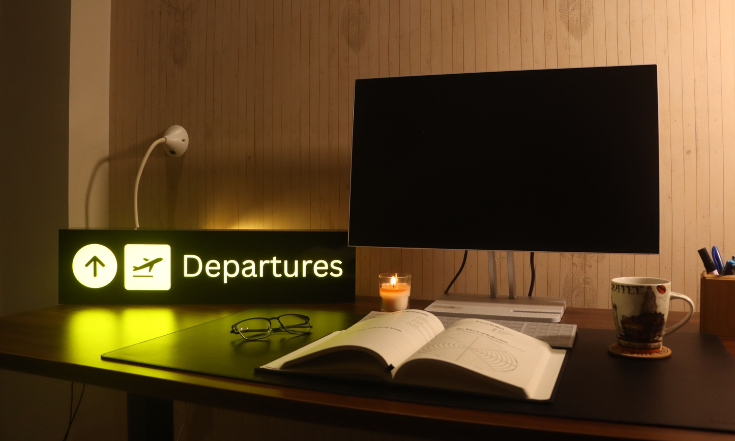 Departures Glow Sign Board
