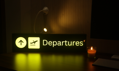 Departures Glow Sign Board
